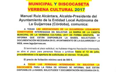 Bando Caseta municipal y Discocaseta Verbena 2017