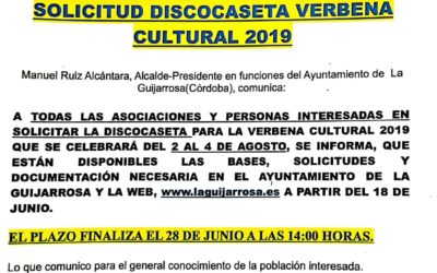 Solicitud Discocaseta verbena cultural 2019